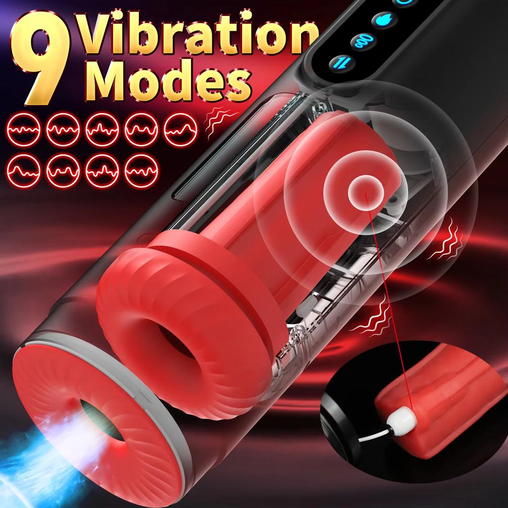 Automatic Male Masturbator-with 9 Thrusting & Sucking and Vibration Modes Heating LCD Display Masturbation Cup Sex Toys for Men Delayed Ejaculation