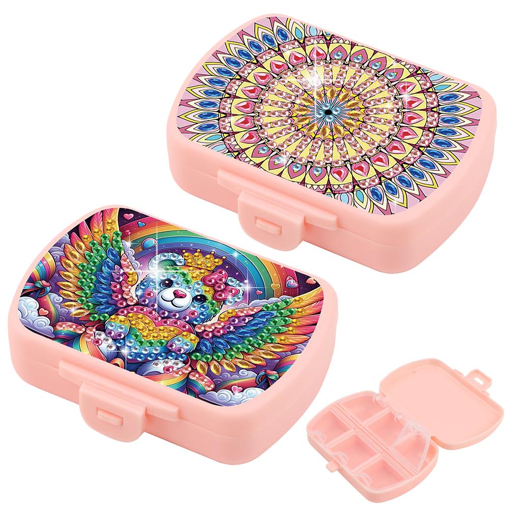 

2Pcs DIY Animal Pattern Diamond Painting Medicine Box Kit Moisture-Proof Diamond Painting Dot Pill Box Rhinestone Pill Organizer