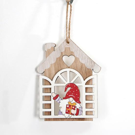 2 ks Dřevěná vánoční přívěsek Vánoční stromek Dekorace Skřítek Hvězda Výřez Závěsné ozdoby pro Domácí Párty Obývací Pokoj