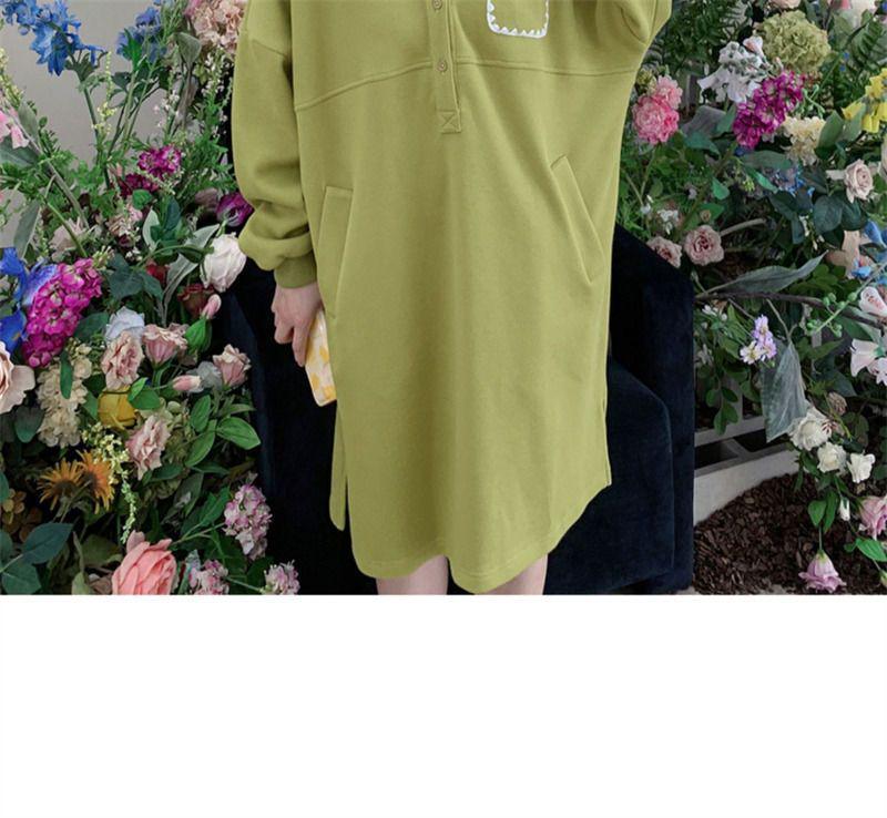 Damen Frühling 2023 Pulloverkleid mit Polokragen - Lässig, Übergrößenmode, Langärmliger Stil