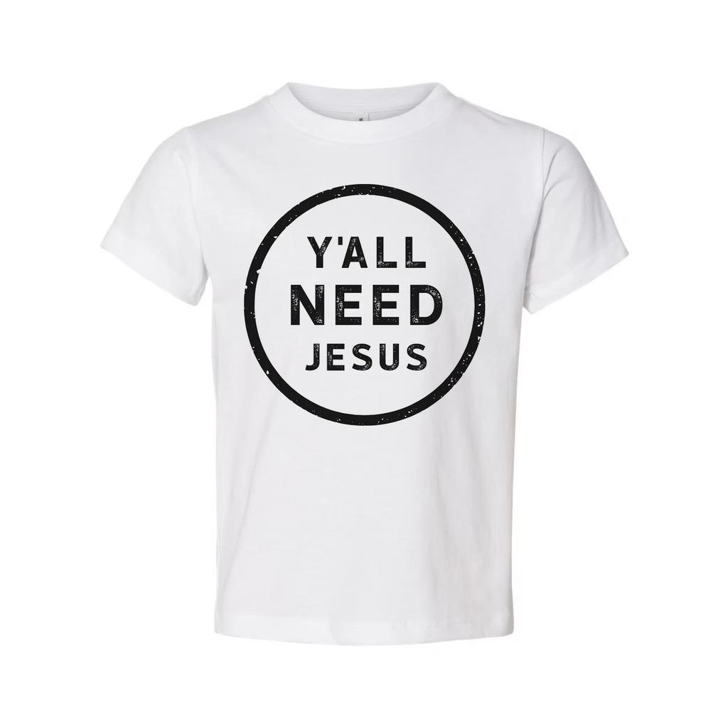 Unisex Christian Graphic Tee Featuring Y'all Need Jesus Circle Emblem for Faith