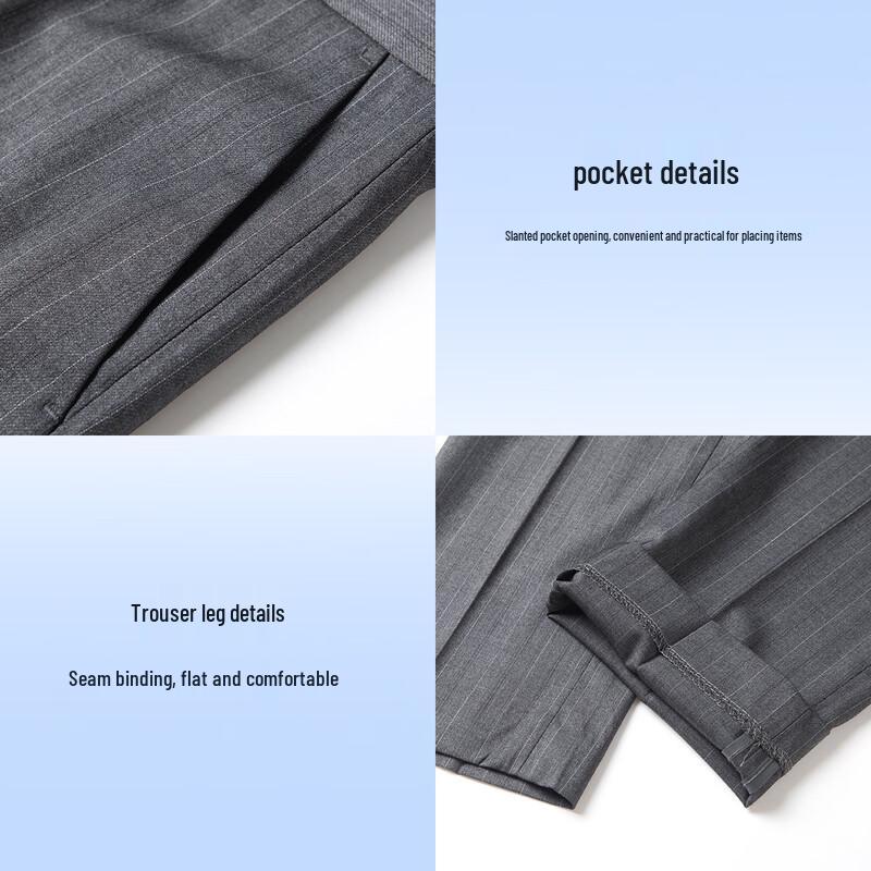 MONTAGUT Men's Lightweight Business Striped Straight-Leg Dress Pants