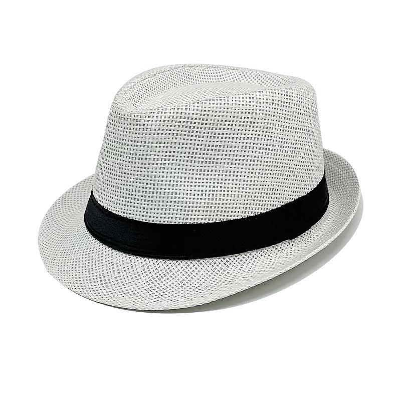 Unisex Woven Straw Fedora Sun Hat - Outdoor Beach Jazz Hat with Sun Protection