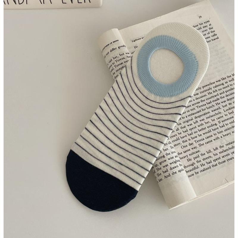 Sock Children's Summer Lightweight Striped Ankle Socks with Invisible Shallow Opening, Anti-slip, Non-slip Off-the-heel Cotton Dopamine Short Socks
