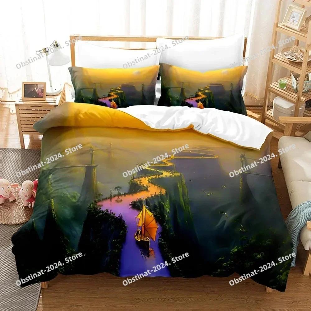 Fantasy Hexe Drache Llien Welt Bedrucktes Bettwäsche-Set Bettbezug Kissenbezug Bettwäsche-Set Bettwäsche Laken Deckenbezug Full King Size