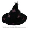 Halloween Knitted Witch Hat with Lovely Butterfly Accent Witch Costume Hat for Adults Costume Parties