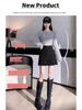 Gray Woolen Sequin Short Skirt - Women's Autumn/Winter 2025 French-Style High-End Design