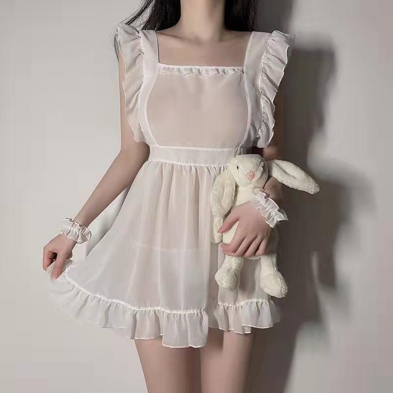 Sexy Lingerie Plus Size Seduction Chiffon Pajamas Maid Dress Passion Perspective Free Suit Uniform Woman