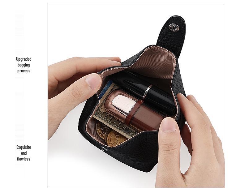 Retro Cowhide Women's Mini Coin, Jewelry & Makeup Storage Bag