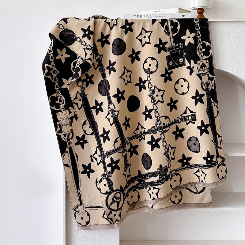 

Autumn And Winter Warm Scarf Women S Winter Warm Thickened Chain Scarf Dual-Purpose Shawl 180 чёрный