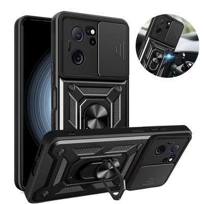 For Xiaomi 13T Pro Case Armor Ring Stand Phone Cases For Xiomi Xiaomy Mi13T Mi 13T 13 T Pro Slide Camera Lens Protect Back Cover