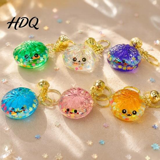 Portachiavi Ciondolo Portafoglio 1/2/3/5 Pezzi Cartone Animato Raviolo con Cestello per Vapore Halloween Panino al Vapore Zaino Accessorio Portachiavi Campanello Borsa Borsa Mini