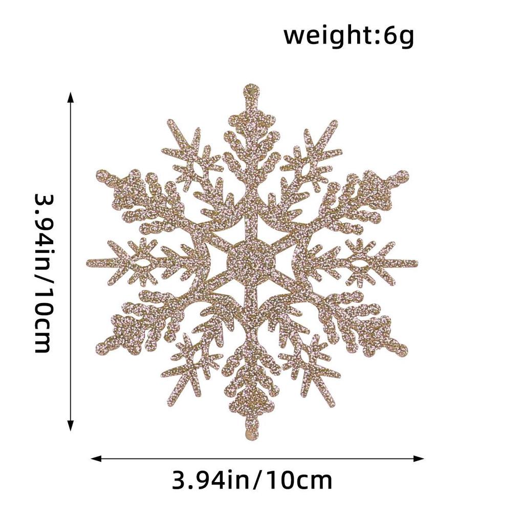 10CM Plastic Snowflake Christmas Tree Decorations - Hollow Powdered Snowflake Pendants