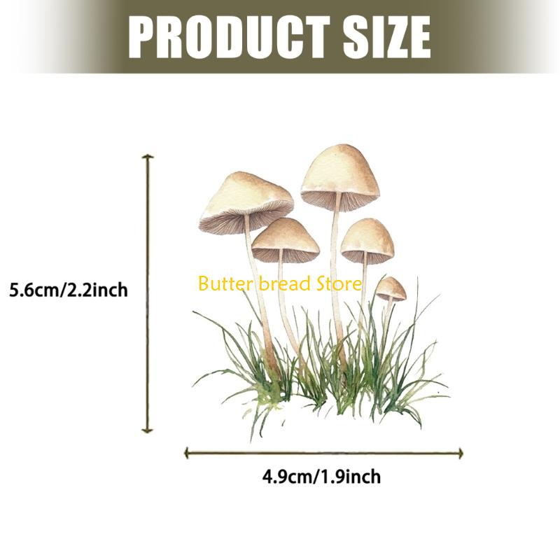 W89C 50Counts Mushroom Decorative Sticker for Scrapbooking Water Bottle Phone Case