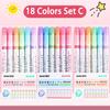 24/3 PCS Kawaii Flowers Line Shaped Highlighter Pens Roller Tip Curve Liner Marker For Writing Journaling Drawing Stationery