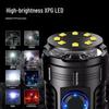 Rechargeable Ultra-Bright Eight-Eyed Monster Flashlight with Red Warning Light for Outdoor and Household Use