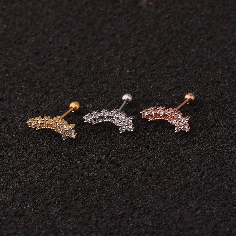 Gold Plated Anti-Allergic Tiny Ear Studs Earrings Set Surgical Stainless Steel Zircon Cz Stone Trendy Wedding Body Jewelry for
