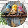 Rustic Colorful Birds Wooden Signs - Retro Circular Decorative Plaque - Ideal Hanging Ornament for Home Wall Club Cafe - Perfect for Room Decor