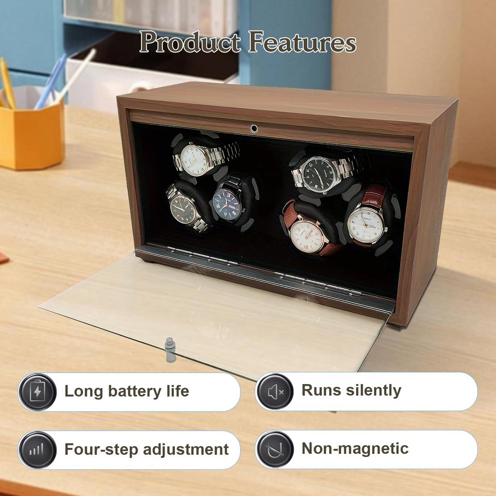 Watch Winder for Automatic Watches 6/4/3/2 Slots Watch Shaker Wooden Box Super Motor Blue LED Light Jewelry Store Display Box