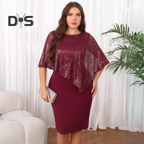 Ärmelloses Damen-Umhangkleid mit Paillettenbesatz Übergroßes Pailletten-Bodycon-Bleistiftkleid Damen Abend-Midikleid