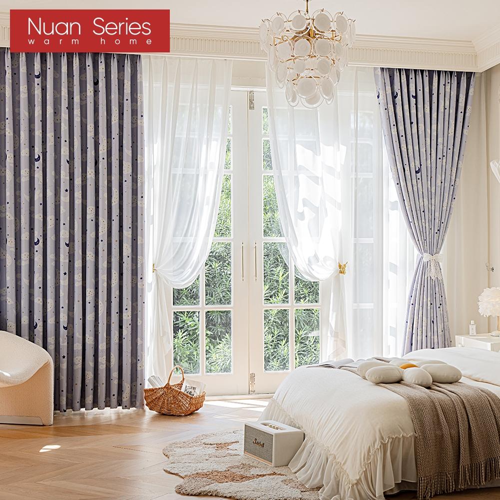 1 Stück Nuan Serie 70–80 % Verdunkelungsvorhänge mit Nachthimmel-Muster, bedruckt, für Schlafzimmer, Wohnzimmer, Heimdekoration