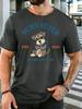 Unisex Retro Schnauzer Puppy Letter Graphic Cotton Short Sleeve Tee Crew Neck Soft Male Summer Casual Breathable Daily Street Top