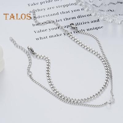 2 Stück Paar-Armbänder im schlichten Stil, Edelstahl, Strass, Herz, verstellbare Länge, verlängerte Kette, poliert, rostfrei, leicht, Liebesgeschenk, Unisex