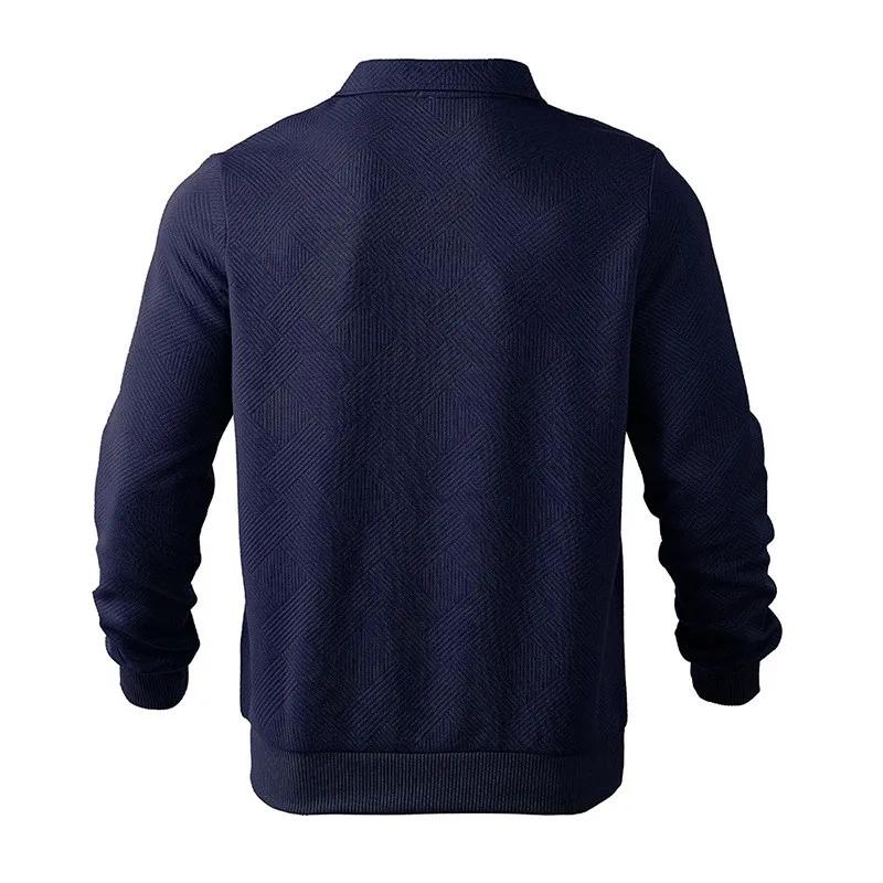 Man Hoodie Half Zip Sweater Pullover Long Sleeve Knit Top Loose Fit Geometric Pattern Casual Shirt Ribbed Cuff Hoodies