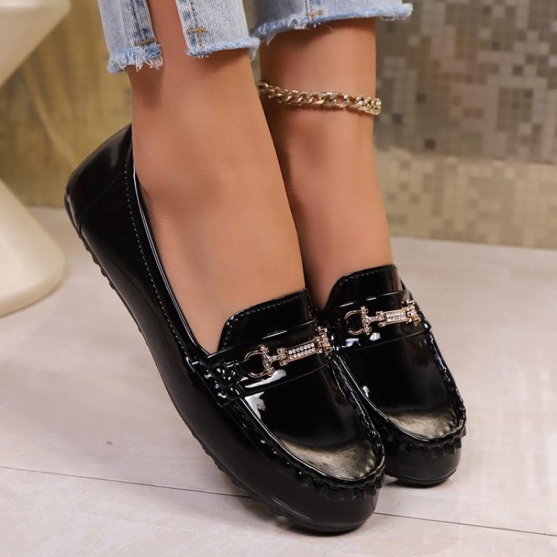 Damskie buty płaskie Modne Okrągły nosek Niski obcas Casual Duży rozmiar Wsuwane Wiosna i Jesień Jednolity kolor Damskie buty płaskie