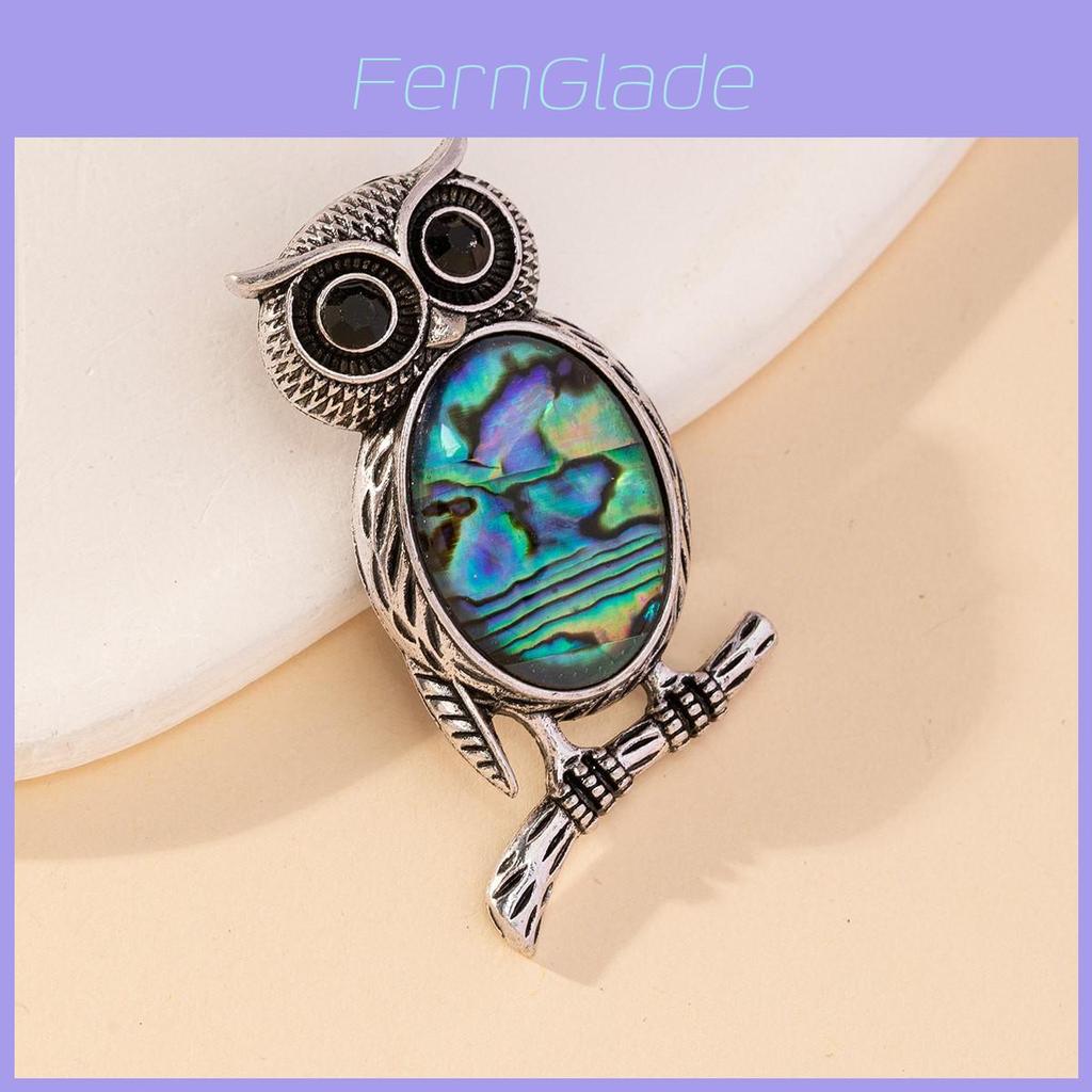 Owl Pendant Brooch With Natural Stone Embedding For Fashion Accessories