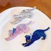 Dreamy Starry Sky Cat Hair Clips for Girls. Sparkling Star Design, Cute Cat Shape, High-end Vibe. Perfect for Back of Head.
