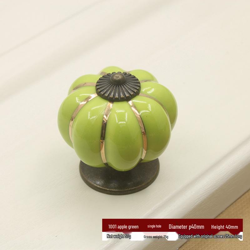 Ivory White Ceramic Pumpkin Pull Handle for European Modern Pastoral Cabinets and Wardrobes