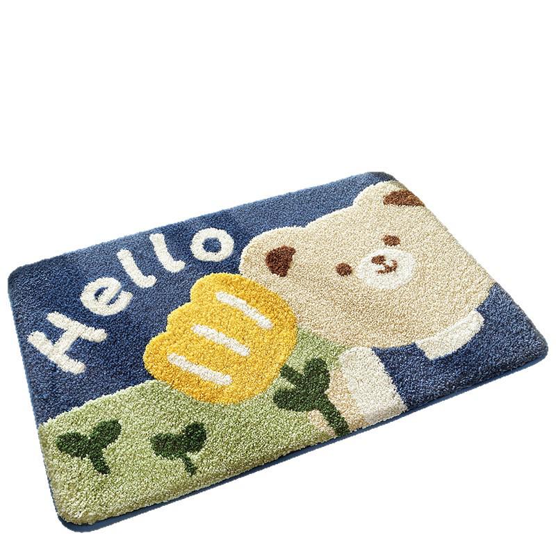 Cartoon Animal Imitation Cashmere Non-Slip Door Mat - Thick, Wear-Resistant, Water-Absorbing Entrance Rug