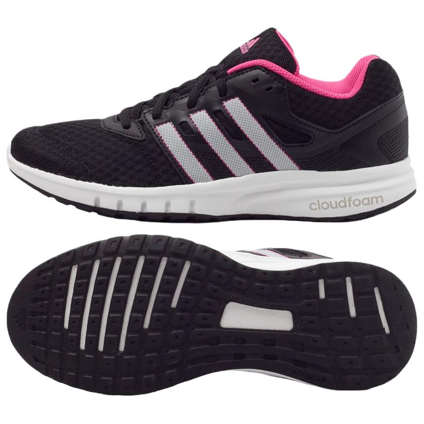 Adidas Galaxy Slip Resistant Low top Running Shoes Women's Black White AQ2196
