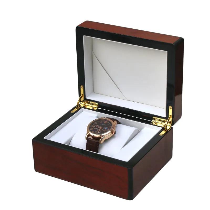High-End Wood Grain Magnetic Flip Watch Display and Storage Box