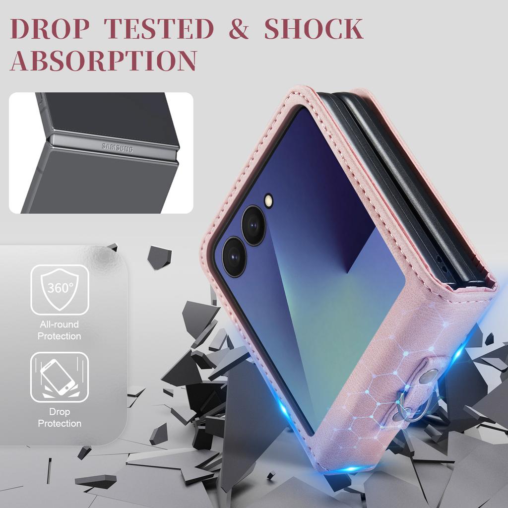 Retro Wrist Strap Leather Phone Case for Samsung Galaxy Z Flip 8 7 FE 6 5 4 Shockproof Comfortable Grip Slim Fit Portable Cover