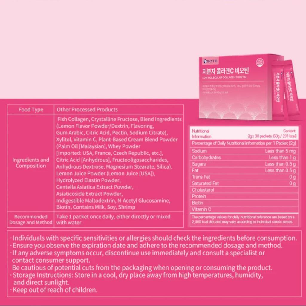 BOTO Low Molecular Collagen C Biotin (2g X 30p)