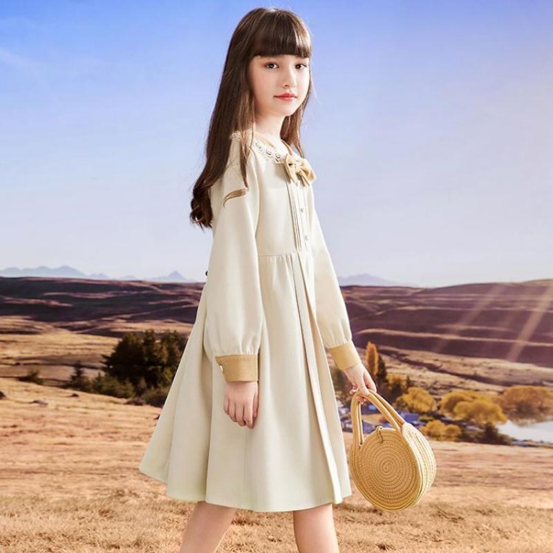 Sweet Beige Dress for Girls, Fashionable Princess Dress for Children  Spring and Autumn