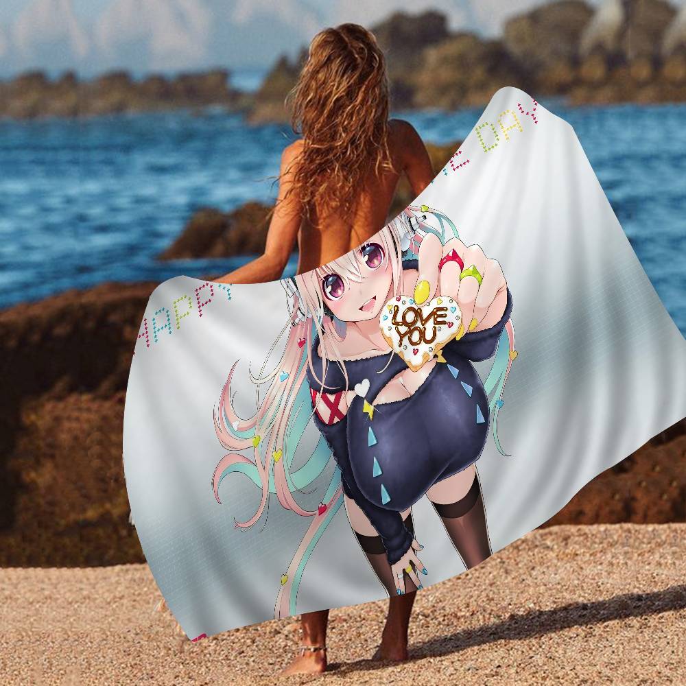 Classic Anime Super Sonico Microfiber Printed Beach Towel Mountain Climbing Yoga Beach Swimming Running Absorbent Soft Towel