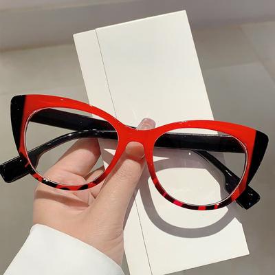 Übergroße Cat-Eye-Brille  Neu in stilvoller Blaulichtfilter-Brille Trendige Marke Designer Mehrfarbiger Rand Brille