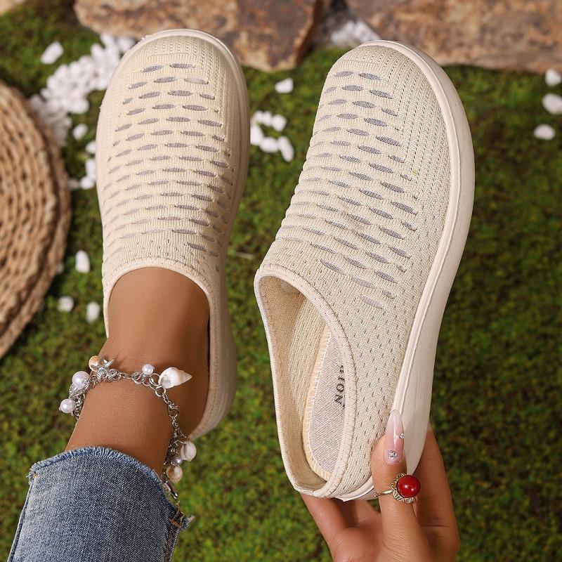Summer new women's shoes casual fashion versatile half slippers shoes women's mesh breathable shoes mother shoes