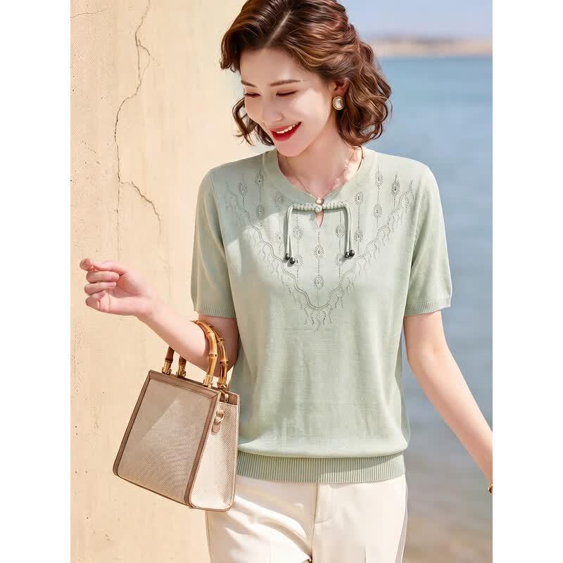 Hodo Women's Summer New Chinese Style Knit Top