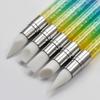 5-Piece Double-Ended Nail Art Silicone Pen Set with Rhinestones - Hollow Carving, Embossing, Smearing, and Mirror Powder Brushes.