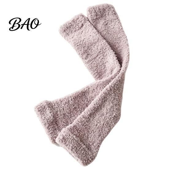 Elastic Thermal Leggings for Home Coral Fleece Leg Warmers Women, Thickened Winter Knee High Cozy Leisure Covers Socks, Striped/Solid Color,