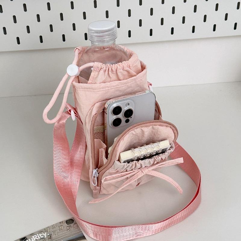 New messenger bag women's bag simple bow small square bag casual going out mobile phone bag water cup bag tide