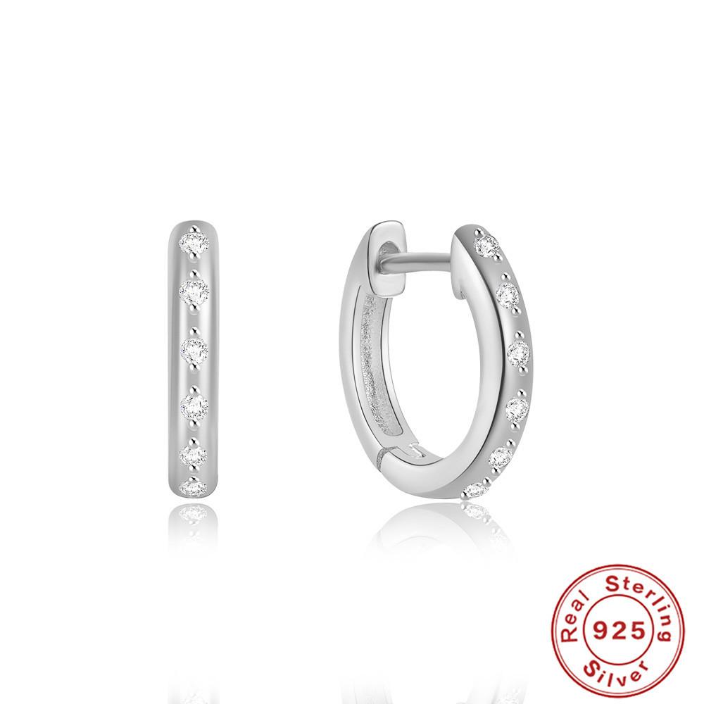 Simple Style S925 Sterling Silver Personality Size Diamond Leaf Glossy Luxury Earrings Ear Buckles Earrings Huggie