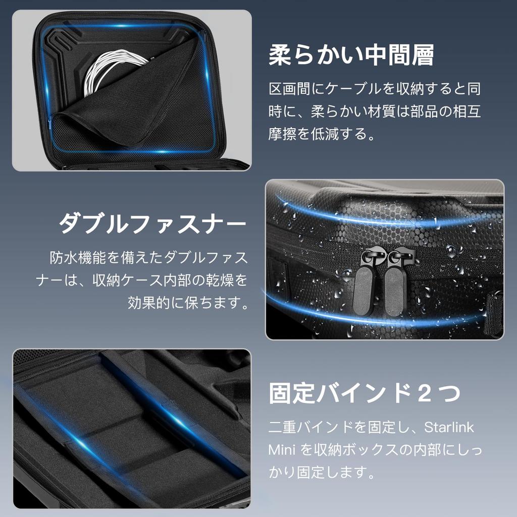 Firrazle Starlink Mini Case, EVA Lightweight, Waterproof, Shockproof Hard Shell Storage Case for Starlink Accessories, Double Zipper, Shoulder Strap