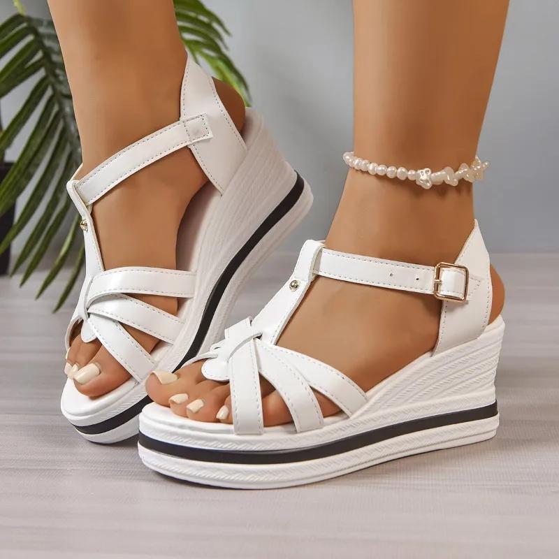 Mode 2025 Damen Sandalen Offene Zehen Keilabsatz Flacher Absatz Sommer Kleidsandalen Damen Lässig Bequem Übergröße Modeschuhe Damen