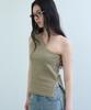 Uusoo Side Zipper One-Shoulder Top_ Mud