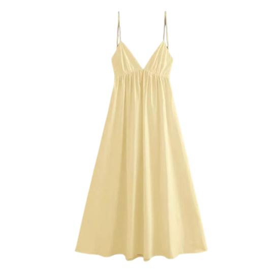 

Spaghetti Strap Dress for Women Sleeveless V-Neck Long Dress Backless A-line Party Evening Gown Summer Beach Vacation Flowy Sundress XL жовтий